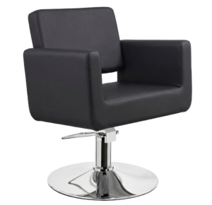 Cadeira de Cabeleireiro CHIC R – Preta, com base redonda.